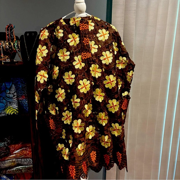 VTG African Nigeria Dashiki Kaftan Top Shirt and Pant Men & Womens Lace - Picture 1 of 9